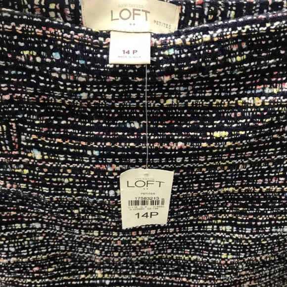 LOFT Tweed Skirt w Pockets Navy Multi-Color 14P - Picture 3 of 8